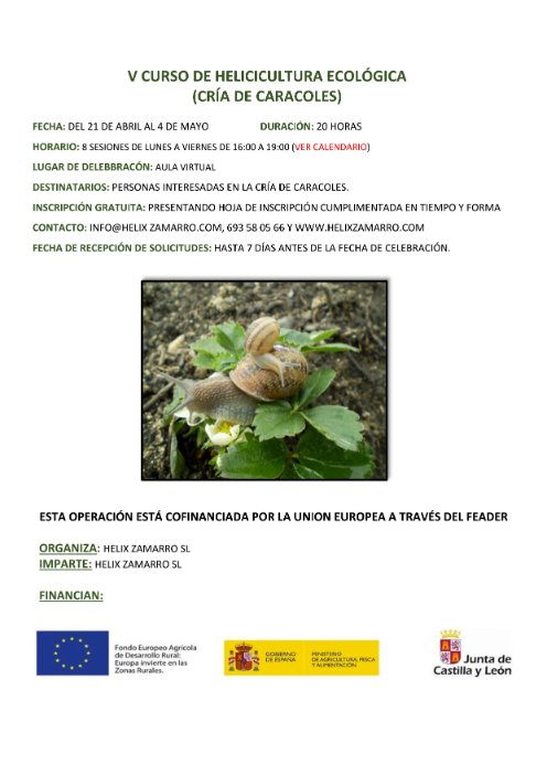 Curso de Cría de caracoles
